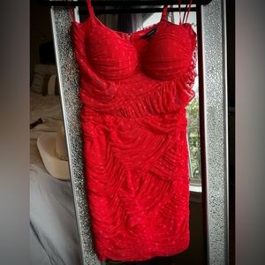 Red Bodycon Ruched Dress from Guess